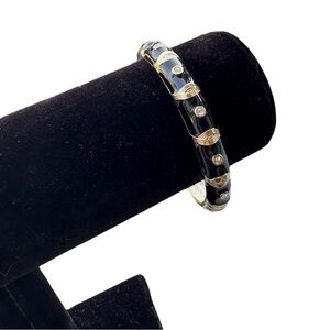 Sequin by Nordstrom Elegant Black & Gold Open Cuff Bangle Bracelet